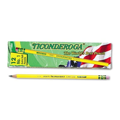 Dixon Ticonderoga Pencils, with Eraser, #2 B Lead, Black, 12 Count,12 Pack