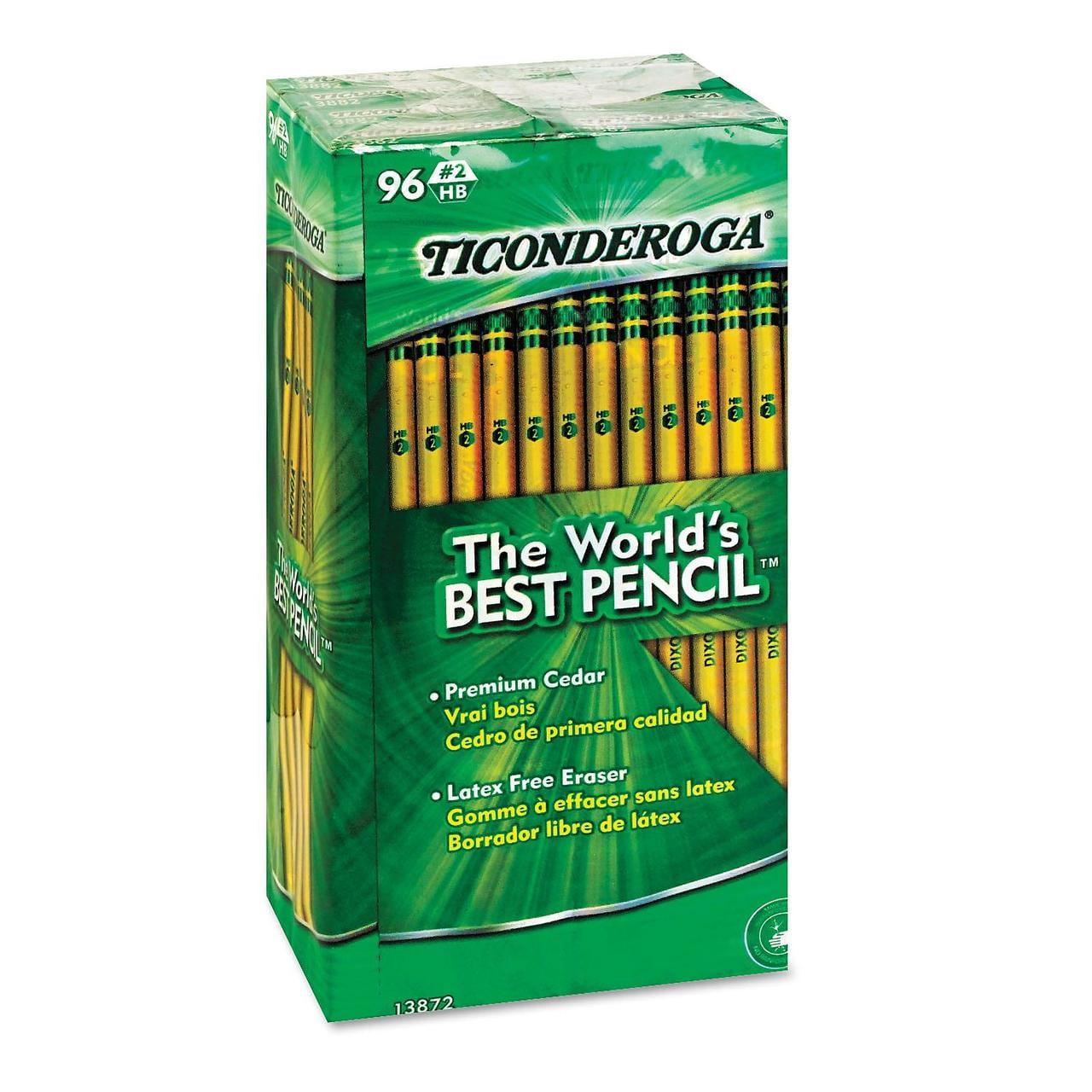 Ticonderoga Wood-Cased Pencils - 2HB Lead - Black Lead - Yellow Barrel - 96  / Pack - Thomas Business Center Inc