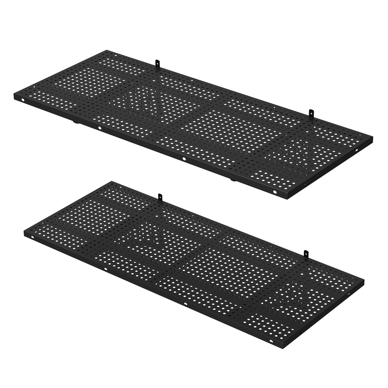 TidBay 2 Pcs 1.5 x 3.6 FT Garage Wall Shelving, 530 lbs Load Capacity, Heavy Duty Wall Mounted Floating Shelves, Adjustable Metal Garage Storage Rack (Black)