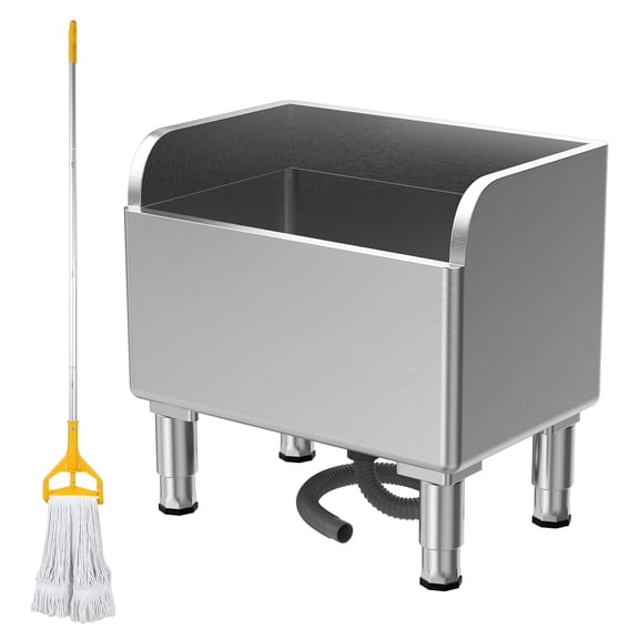 TidBay 23.6in Mop Sink, Commercial Floor Mop Sink, Thickened Stainless Steel Room Service Basin, Laundry Mop Cleaning Sink, with Assemble Mop
