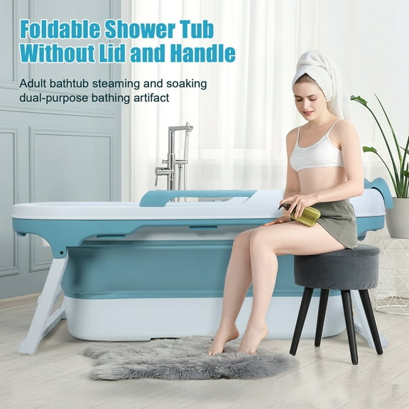 TidBay 55 inch Foldable Bathtub, Portable Bathtub for Adult, Large Collapsible Tub, Freestanding Surround Collapsible Bathtub, No Lid, Hot Bath, Ice Bath