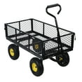 thumbnail image 1 of TidBay 880lbs Capacity Garden Cart, Heavy Duty Mesh Metal Utility Wagon with Flat-Free Tires, Removable Sides, Flexible Handle Yard Cart (Yellow), 1 of 6