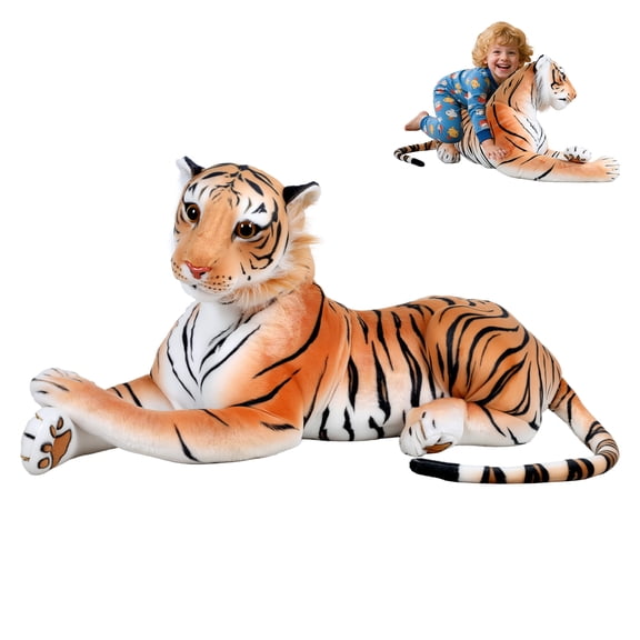 TidBay Giant Tiger Pillow, Life Size Tiger Toy, Lifesize Stuffed Animal Doll, Big Tiger Stuffed Animal, Extra Large, Plush Lifesize Tiger