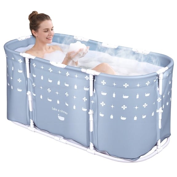 TidBay Large Foldable Bathtub for Shower Stall, Portable Family Soaking Tub for Adults, Non-Inflatable Collapsible SPA Tub for Hot, Ice Bath, No Installation Required