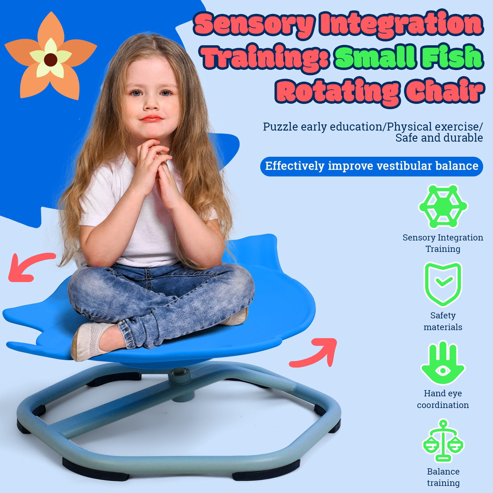 Sensory Toys Extra Large Sensory Swivel Chair - 360 Spinning Chair For ...