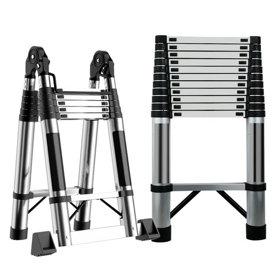 TidBay Telescoping Extension Ladder, Stainless Steel Folding Telescopic Ladder with Locking Mechanism, Multi-Purpose Collapsible Ladder for Home or RV Outdoor Work, Heavy Duty 330 lbs Load