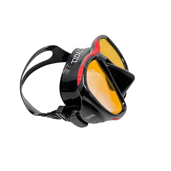 Tidal Mask - Advanced Anti Fog Diving Mask for Scuba Diving, Snorkeling, Free Diving and Swimming. Wide-Angle Tempered Glass Lens. Best Anti-Fog Diving mask for Adults - Black/Tinted