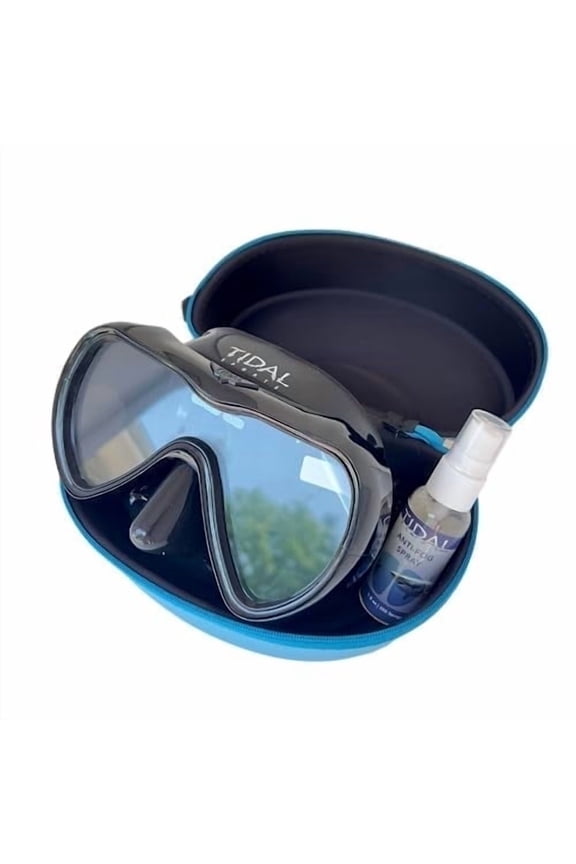 Tidal Mask – Advanced Anti-Fog Diving Mask for Scuba, Snorkeling, Free Diving & Swimming | Wide-Angle Tempered Glass Lens Single Lens | Best Adult Scuba, Snorkel & Dive Mask – Black/Clear.