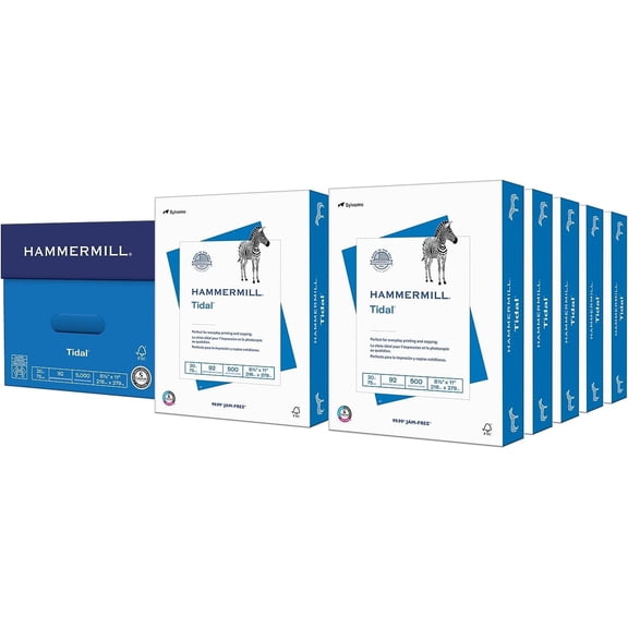 Hammermill Tidal Printer Paper, 20 lb, 8. 5 x 11, 10 Ream Case (5,000 Sheets), White