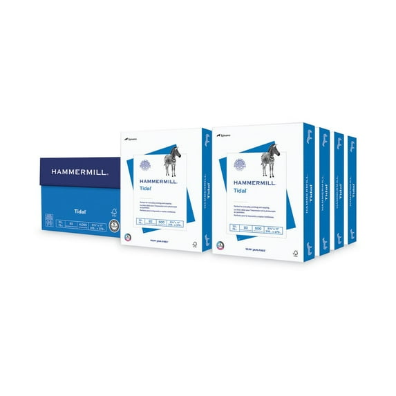 Hammermill 162400 92 Bright 20 lbs. Bond Weight 8.5 in. x 11 in. Tidal Print Paper - White (8 Reams/Carton)