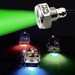 Tidal Wake IP68 Underwater LED Boat Drain Plug Light (Green) .5-inch Standard Drain 316 Stainless Steel 12-30V 27W 3-Year Warranty