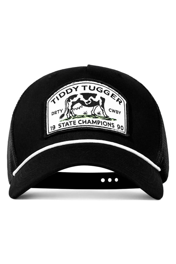State Champions Rope Snapback Hat – Black Adjustable Mid-Profile Cap with Mesh Back, Cotton Twill Front & Moisture-Wicking Sweatband