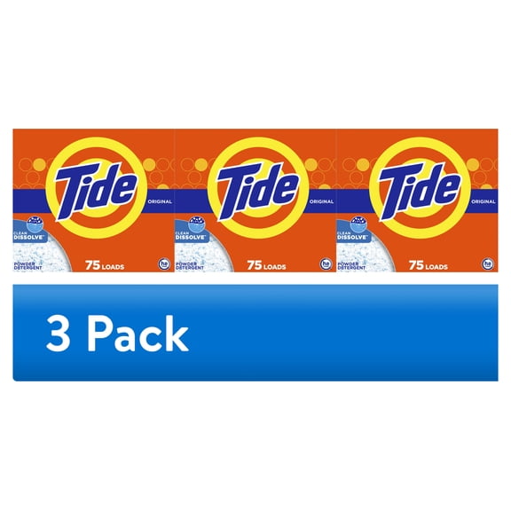 (3 pack) Tide Powder Laundry Detergent, Original Scent, 85 oz, 75 Loads