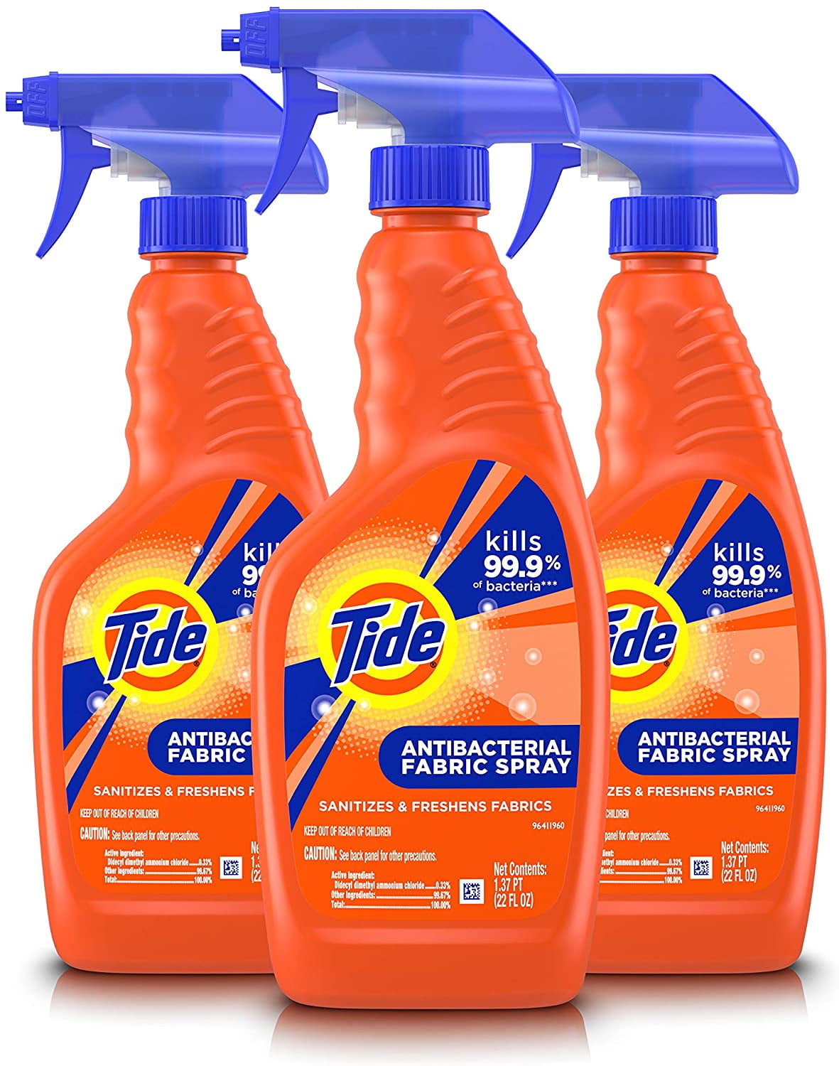 Tide Antibacterial Fabric Spray 22 Ounce Pack of 3 Kills 99.9% of ...