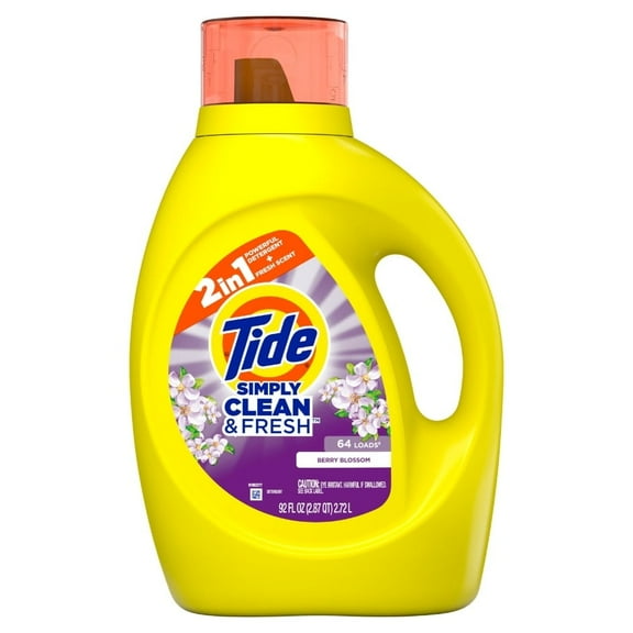 Tide Berry Blossom Liquid Laundry Detergent (Pack 1) - 64 Loads, 92fl