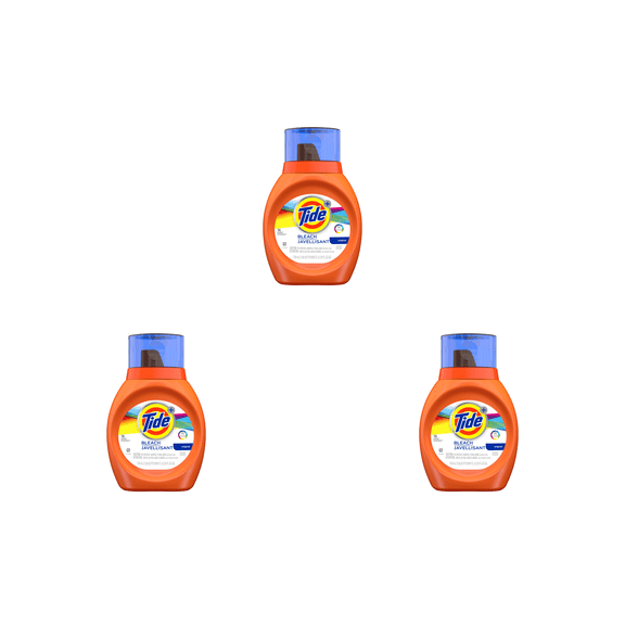 Tide + Bleach Liquid Laundry Detergent,( 3 X 25 oz) Bottles , 3 Pack
