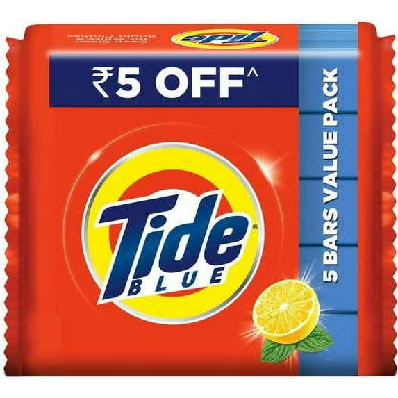 Tide Blue Detergent Bar Soap, Value Pack 200 gms x 5 Detergent Bar (200 g)