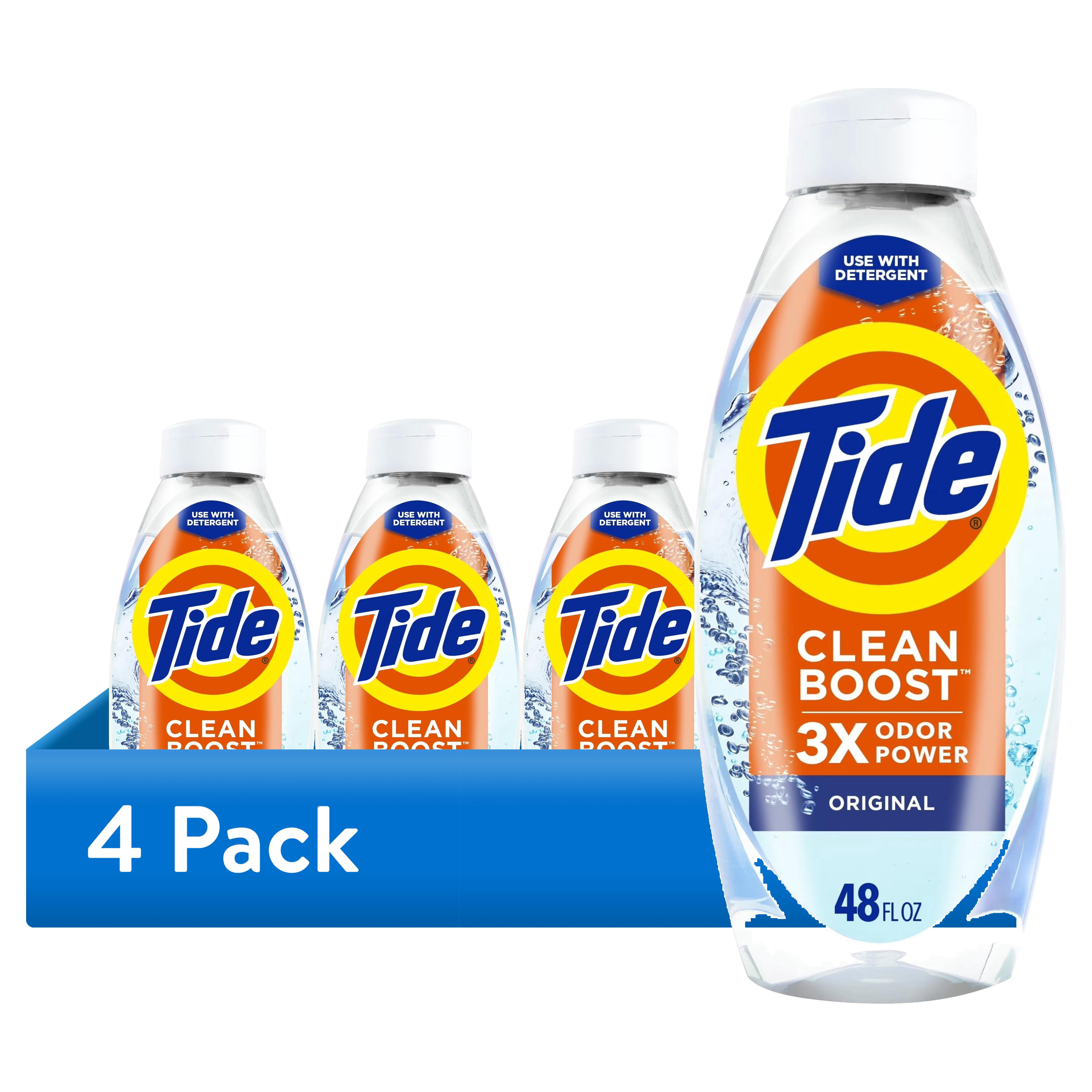 (4 pack) Tide Clean Boost Fabric Softener Rinse, Removes Odors and Residues, Original Scent, 48 fl oz