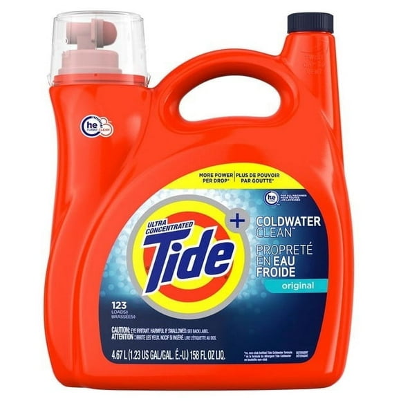 Tide Coldwater Clean Liquid Laundry Detergent, Original Scent, 123 Loads, 158 fl oz