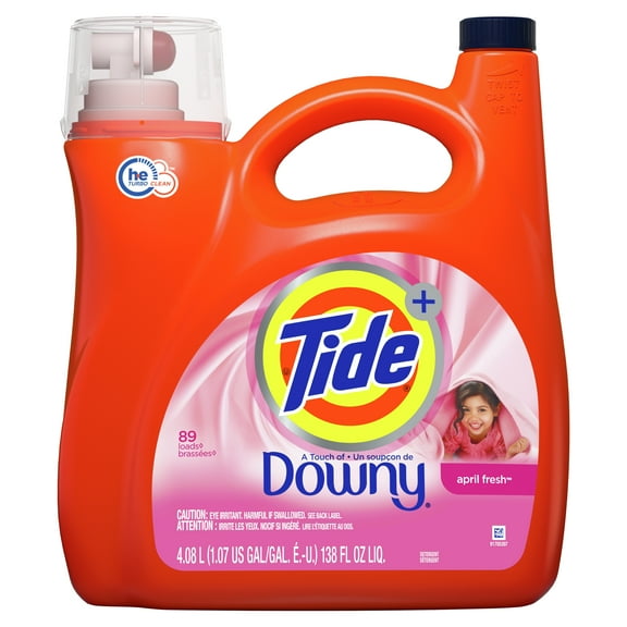 Tide Downy April Fresh, 89 Loads Liquid Laundry Detergent, 138 fl oz