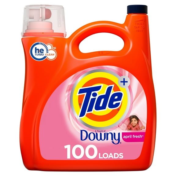 Tide Liquid Laundry Detergent with a Touch of Downy, April Fresh, 100 loads, 154 Fl Oz, HE Compatible