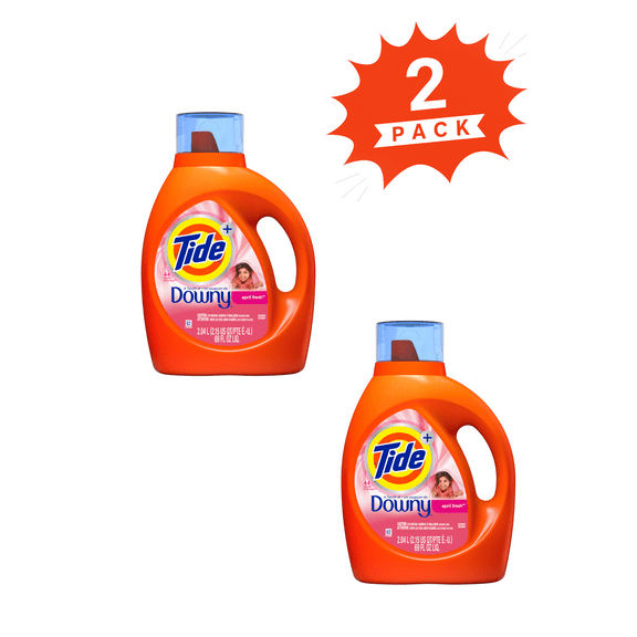 Tide + Downy April Fresh Liquid Laundry Detergent (Pack 2) - 88 Loads, 138fl