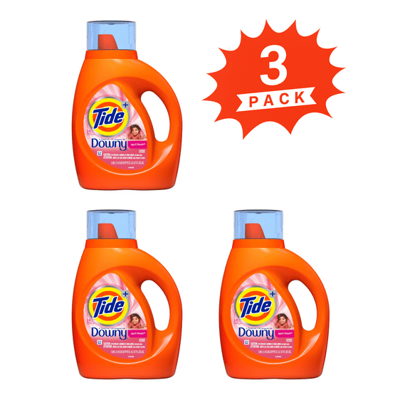 Tide + Downy April Fresh Liquid Laundry Detergent (Pack 3) - 72 Loads, 111fl