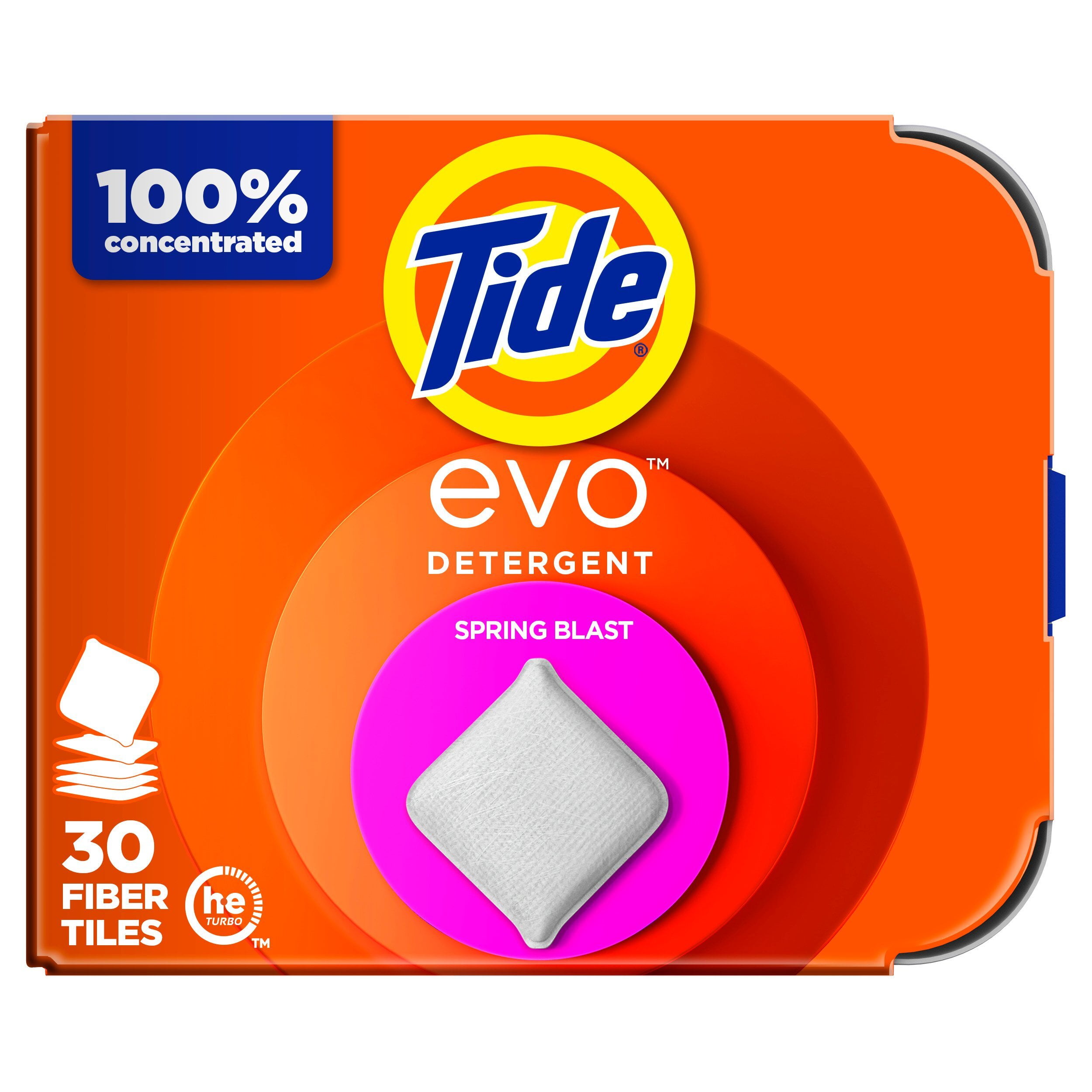 Tide Evo Laundry Detergent Tiles 30 Ct, Spring Blast Scent, Laundry