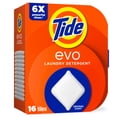 thumbnail image 1 of Tide Evo Laundry Detergent Tiles, 100% Concentrated, 6X Cleaning Power, Original Tide Scent, 16 Count, 1 of 15