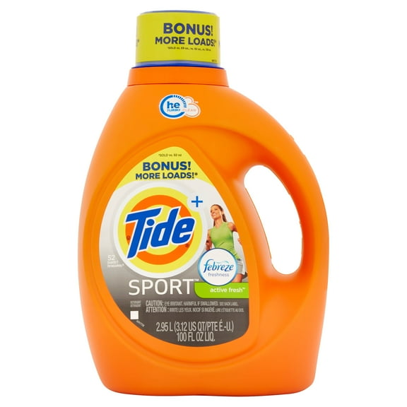 Tide + Febreze Freshness Sport Active Fresh Detergent, 100 fl oz