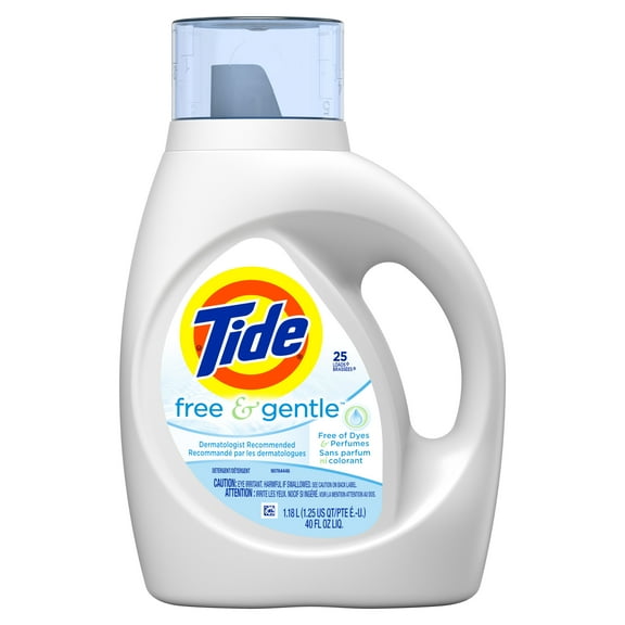Tide Free & Gentle HE Turbo Clean Liquid Laundry Detergent, 25 Loads 40 fl oz