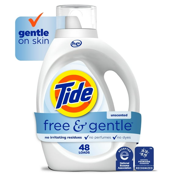 Tide Free & Gentle Laundry Detergent Liquid, 63 fl oz, 48 Loads