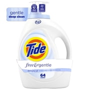 Tide Free & Gentle Laundry Detergent Liquid for Sensitive Skin, Hypoallergenic, Unscented, 84 fl oz, 64 Loads