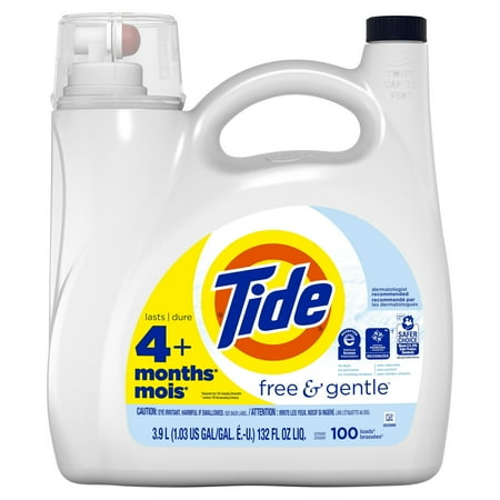 2 Pack - Tide Free & Gentle HE Compatible Liquid Laundry Detergent Soap 132 fl oz Package May Vary