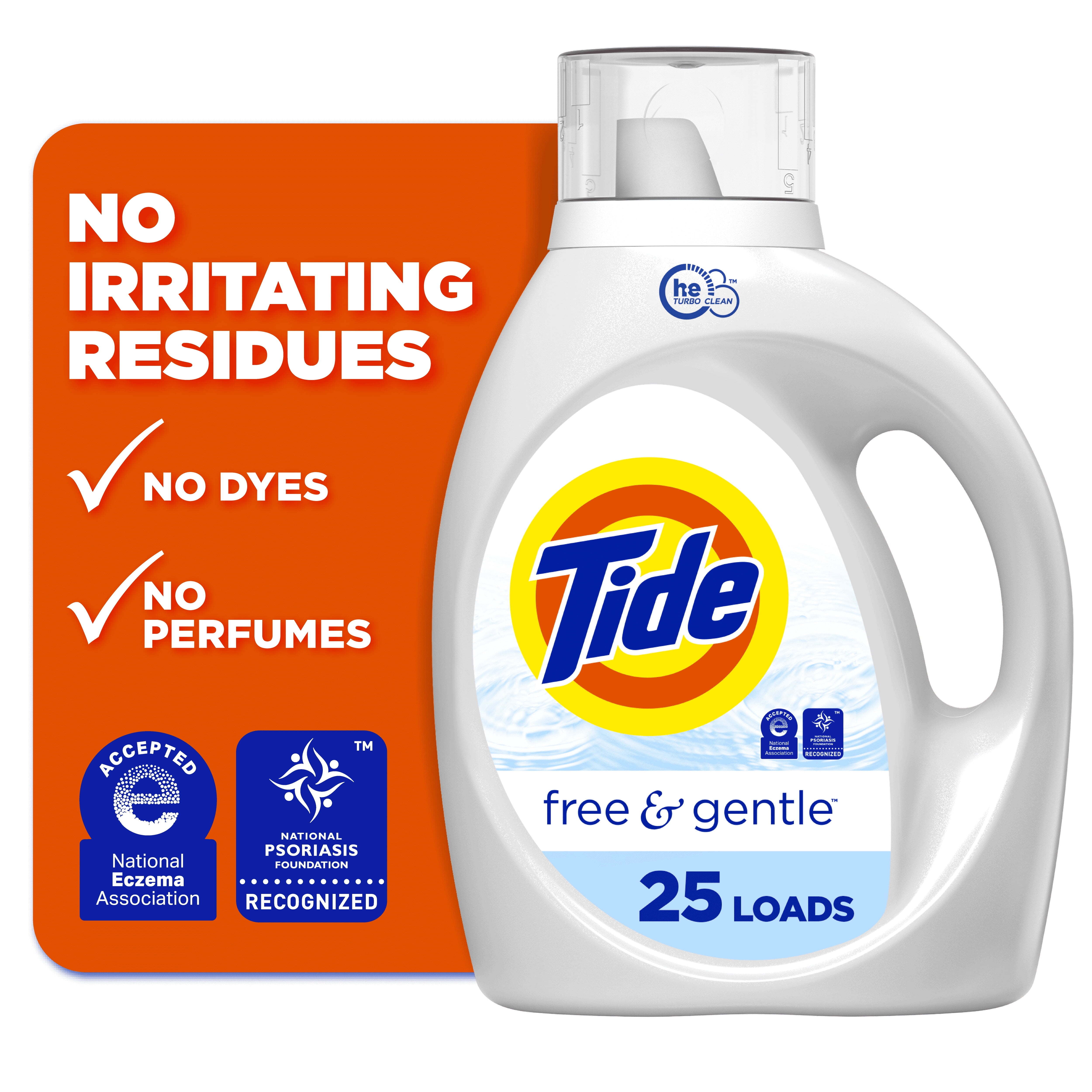 Tide Free & Gentle Liquid Laundry Detergent, 25 Loads, 34 fl oz