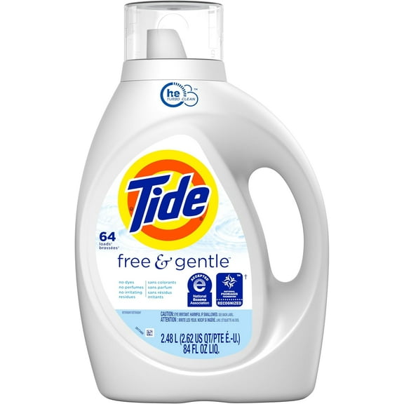 Tide Free & Gentle Liquid Laundry Detergent, 64 loads, 84 fl oz