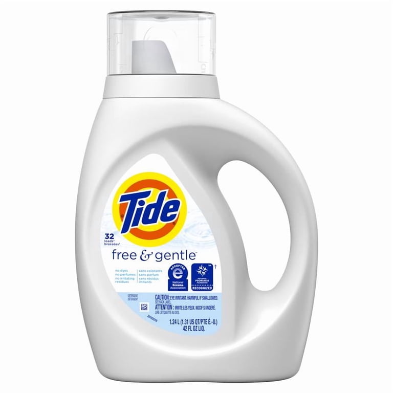 Tide, Free and Gentle Laundry Detergent, 42 oz Bottle, 6/Carton