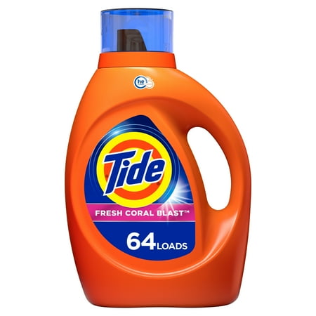 Tide Fresh Coral Blast HE, Liquid Laundry Detergent, 100 Fl Oz 64 loads