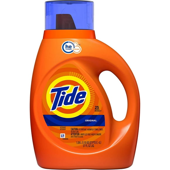 Tide HE Turbo Clean Liquid Laundry Detergent, Original Scent, 1.09 L (25 Loads)