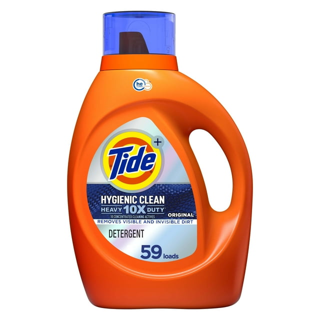 Tide Hygienic Clean Heavy 10x Duty Liquid Laundry Detergent, 64 Loads ...