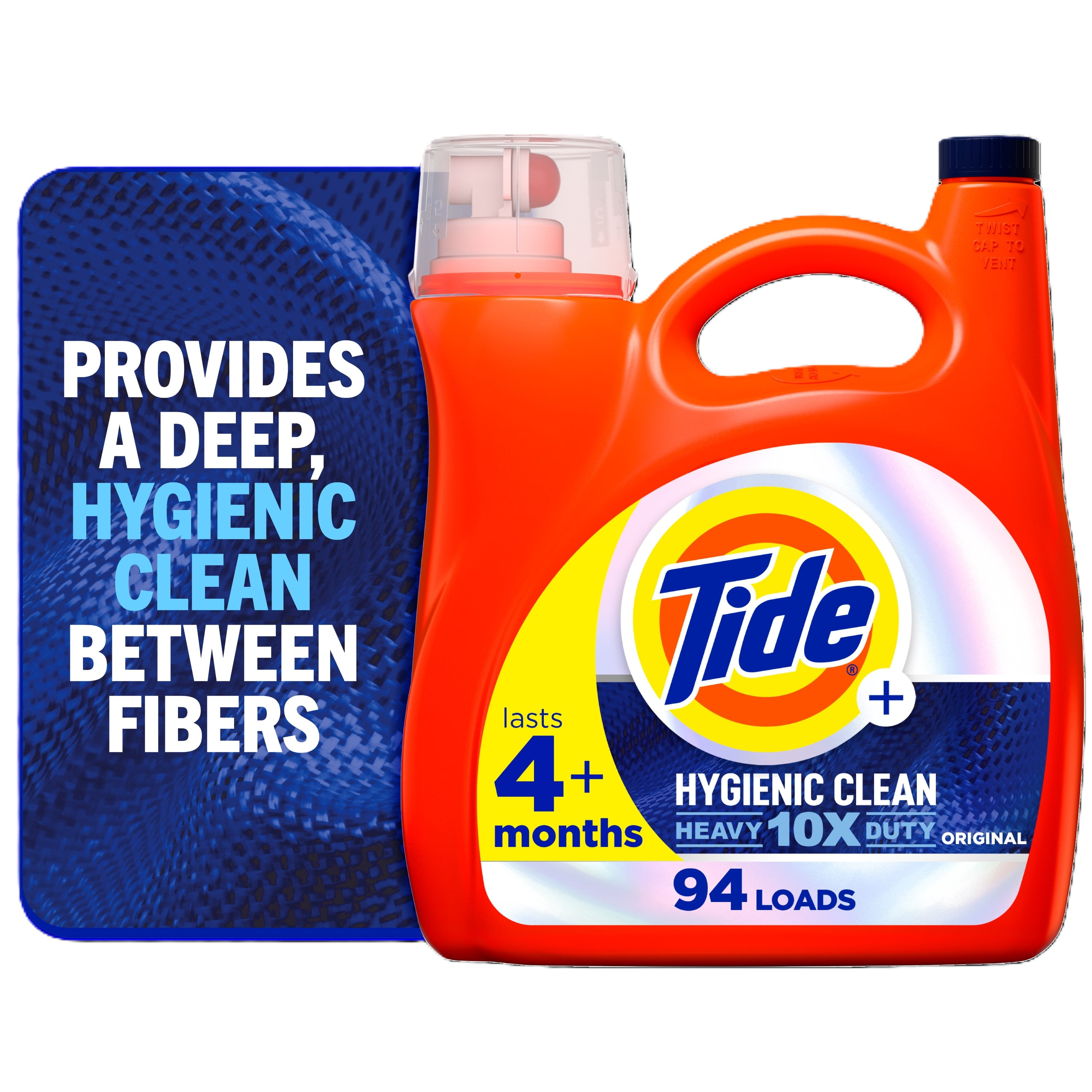 Tide Hygienic Clean Heavy 10x Duty Liquid Laundry Detergent, Original Scent, 94 Loads, 132 fl oz Tide Hygienic Clean Heavy 10x Duty Liquid Laundry Detergent, Original Scent, 94 Loads, 132 fl oz
