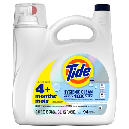 Tide + Hygienic Clean Heavy Duty HE Liquid Laundry Detergent, 94 Loads 132 oz