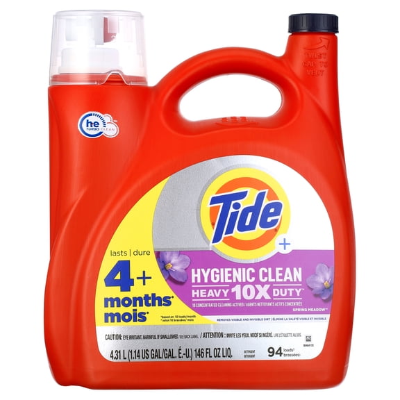 Tide Hygienic Clean Liquid Laundry Detergent, Spring Meadow, 146 oz