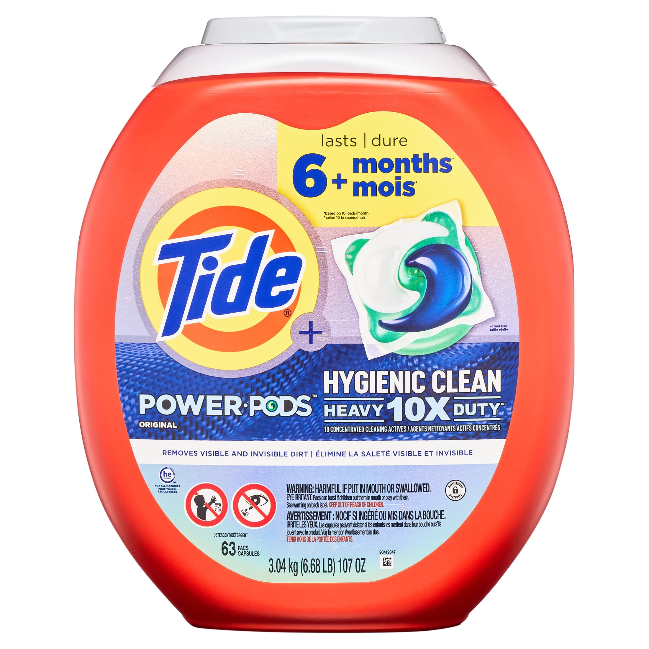 Tide Hygienic Clean Power PODS Laundry Detergent Pacs, Original Scent, 63 Count