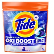 Tide Oxi Boost Power PODS Laundry Detergent Pacs, 9 Count, Set-In Stain Removal + Oxi Power, laundry soap detergent pacs