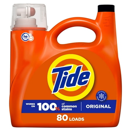 Tide Laundry Detergent Liquid, Original Scent, 105 fl oz, 80 Loads, HE Compatible