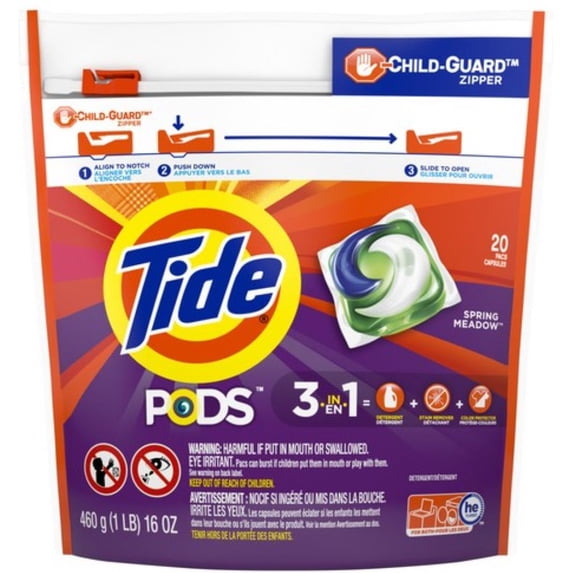 Tide Laundry Detergent Pods Spring Meadow 20-Count Bag (Pack of 16)