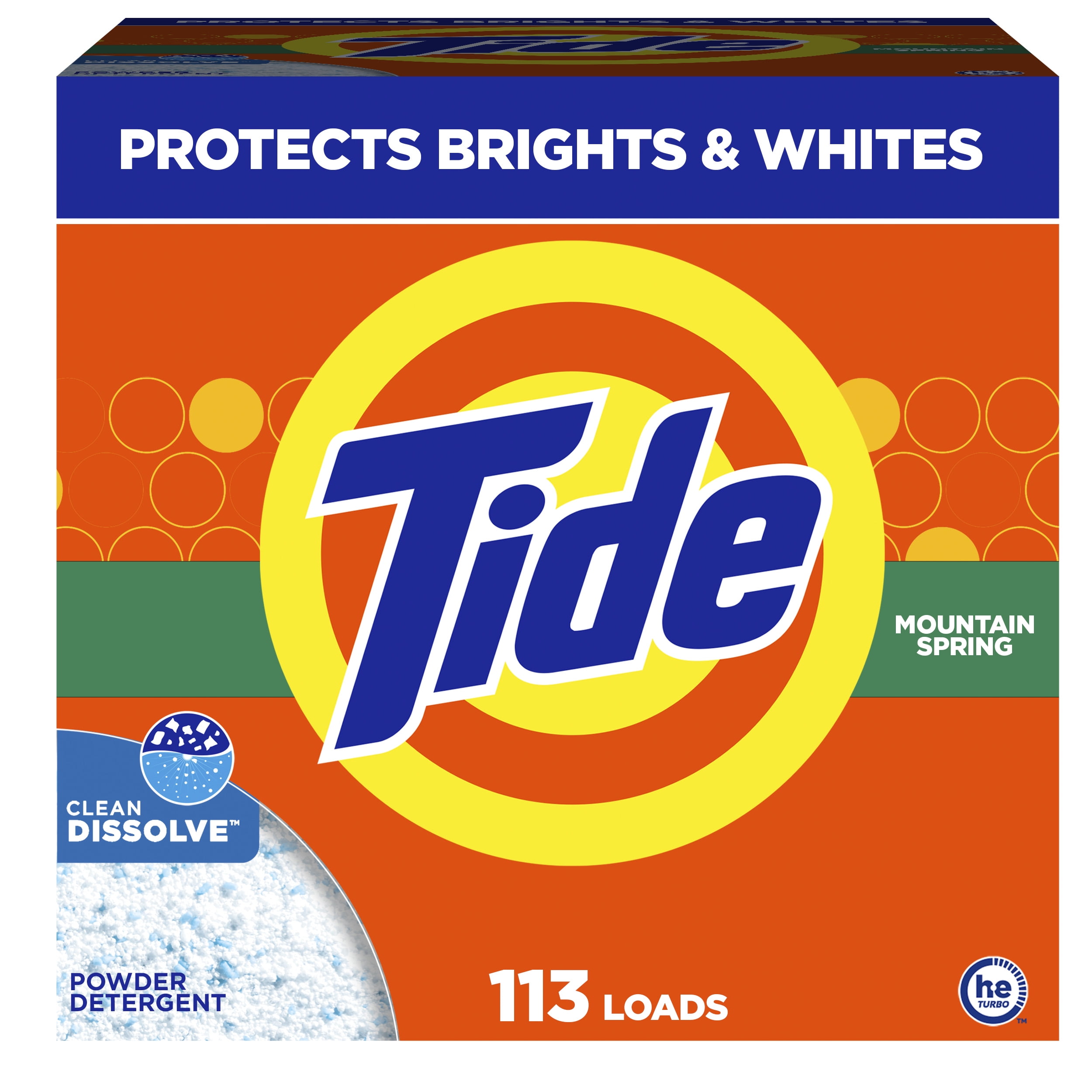 Tide Powder Laundry Detergent, Mountain Spring Scent, 129 oz, 113 Loads