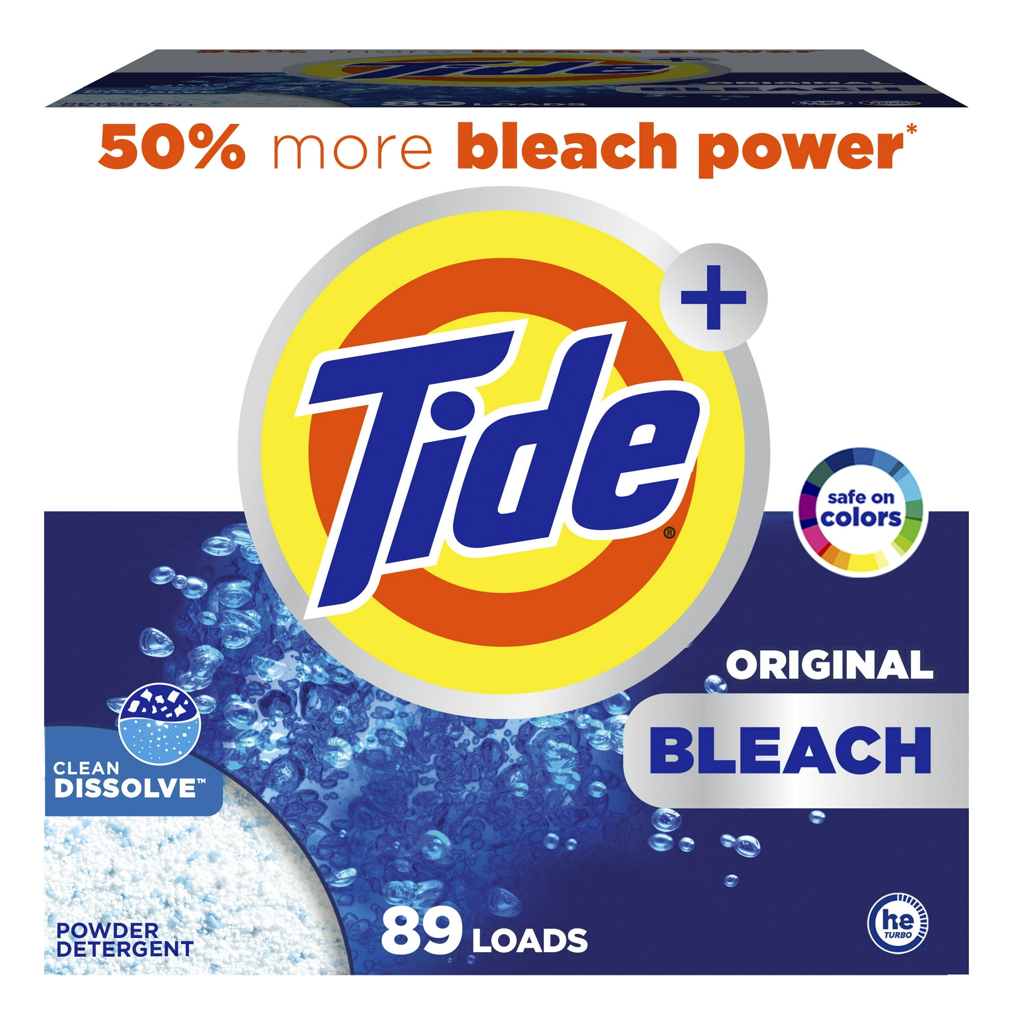 Tide Powder Laundry Detergent with Bleach, Original Scent, 129 oz, 89 Loads