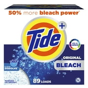 Tide Plus Bleach Powder Laundry Detergent, Original Scent, 129 oz, 89 Loads